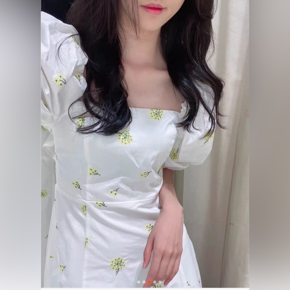 #106 - ZARA White Embroidered Poplin Long Dress -  Size Small - Picture 5 of 15